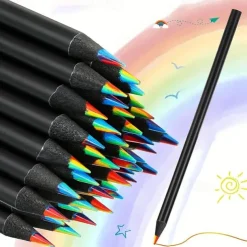 8pcs Rainbow Colored Pencils 7 Colors In 1 Rainbow Colored Pencils Gift For Children. Suitable For Schools Teachers Students Children For Sketching Doodling Coloring Painting