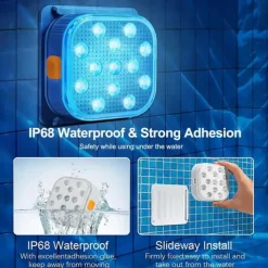 2pcs Rechargeable Submersible Pool LED Light with Remote Control, LED Underwater Light Multicolor LED Diving Pool Light USB Timer Color Changing Aquarium Fish Tank Night Light