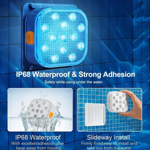 2pcs Rechargeable Submersible Pool LED Light with Remote Control, LED Underwater Light Multicolor LED Diving Pool Light USB Timer Color Changing Aquarium Fish Tank Night Light