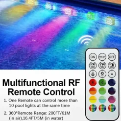2pcs Rechargeable Submersible Pool LED Light with Remote Control, LED Underwater Light Multicolor LED Diving Pool Light USB Timer Color Changing Aquarium Fish Tank Night Light