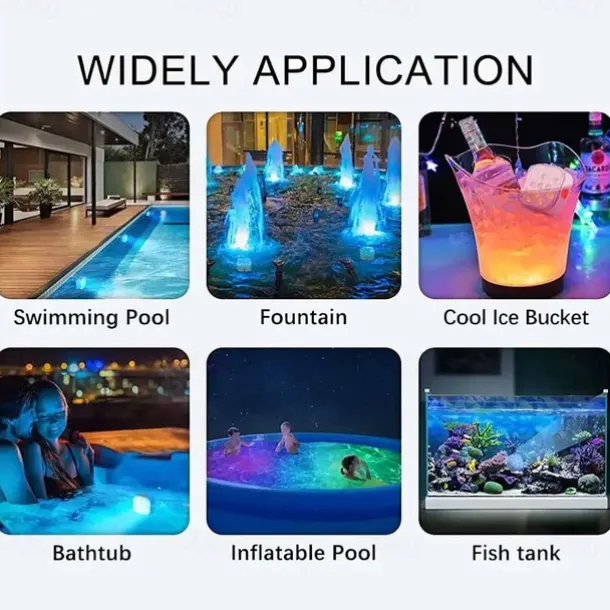 2pcs Rechargeable Submersible Pool LED Light with Remote Control, LED Underwater Light Multicolor LED Diving Pool Light USB Timer Color Changing Aquarium Fish Tank Night Light