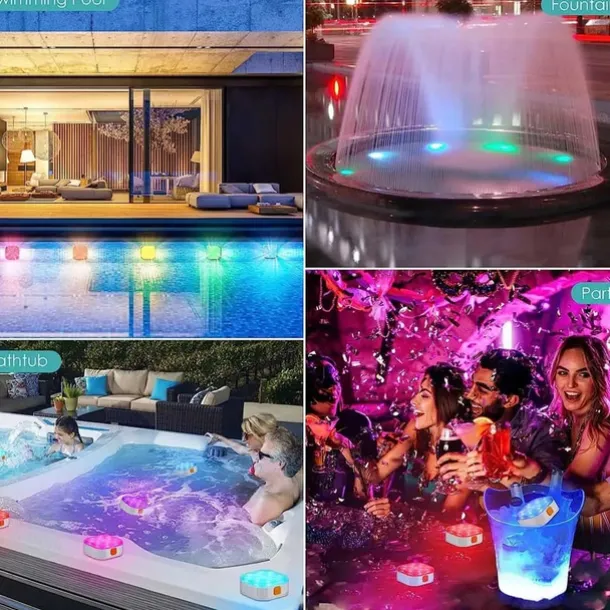 2pcs Rechargeable Submersible Pool LED Light with Remote Control, LED Underwater Light Multicolor LED Diving Pool Light USB Timer Color Changing Aquarium Fish Tank Night Light