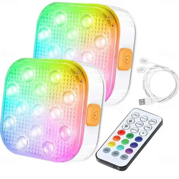 2pcs Rechargeable Submersible Pool LED Light with Remote Control, LED Underwater Light Multicolor LED Diving Pool Light USB Timer Color Changing Aquarium Fish Tank Night Light