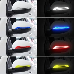 2pcs Reflective Car Stickers Rearview Mirror Reflective Protection Stickers Decals Safety Warning Anti-collision Universal Car Exterior Accessories