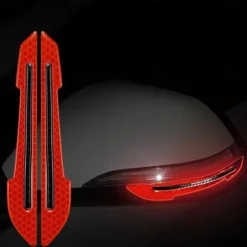 2pcs Reflective Car Stickers Rearview Mirror Reflective Protection Stickers Decals Safety Warning Anti-collision Universal Car Exterior Accessories