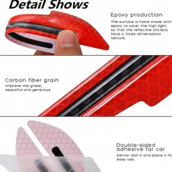 2pcs Reflective Car Stickers Rearview Mirror Reflective Protection Stickers Decals Safety Warning Anti-collision Universal Car Exterior Accessories