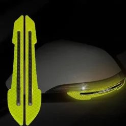 2pcs Reflective Car Stickers Rearview Mirror Reflective Protection Stickers Decals Safety Warning Anti-collision Universal Car Exterior Accessories