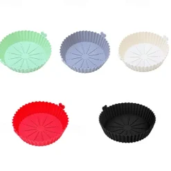 2PCS Reusable Air Fryer Silicone Pot Oven Baking Tray for Pizza Airfryer Silicone Basket Fried Chicken Grill Pan Mat for Kitchen