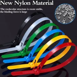 100pcs Reusable Self-Locking Nylon Cable Ties 5×300mm - Heavy Duty Adjustable Zip Ties with Buckle Design for Securing Cables, Wires