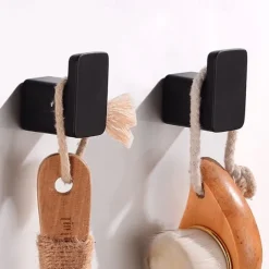 3PCS Robe Hook Wall Mounted Bathroom Towel Hook Black Stainless Steel Vintage Coat Hooks Hanger Single Decorative Bag Key Hat Clothes Rack