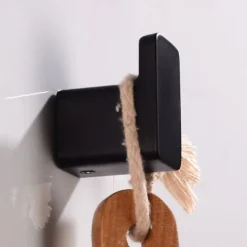 3PCS Robe Hook Wall Mounted Bathroom Towel Hook Black Stainless Steel Vintage Coat Hooks Hanger Single Decorative Bag Key Hat Clothes Rack