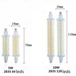 1/2pcs R7S LED Double Ended Aluminum Parts with Cover Halogen Light Household Lighting Bulbs R7S LED 118mm Tube Bulb 78mm Floodlight 220V High Power Working Light Garage Landscape Lighting