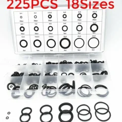 225Pcs Rubber O-Ring Washer Seals Assortment Black For Car 18 Sizes