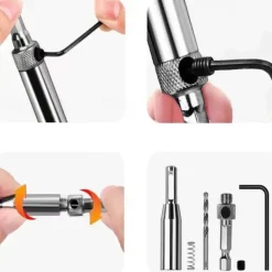 4pcs Self Centering Hinge Drill Bit Set High-speed Steel Woodworking Door Window Hinge Drill Bit Positioning Hole Opener