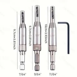 4pcs Self Centering Hinge Drill Bit Set High-speed Steel Woodworking Door Window Hinge Drill Bit Positioning Hole Opener