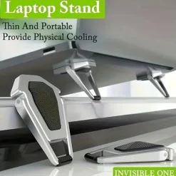 2pcs Shield Laptop Stand Desktop Increase Cooling Stand Invisible Folding Portable Aluminum Alloy Small Bracket