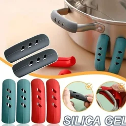 2PCS Silicone Pot Cover, Heat Insulation Pot Ear Clip, Anti Slip, Handle Bracket For Pans Plates, Cooking Tools, Kitchen Accessories