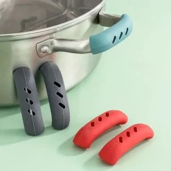 2PCS Silicone Pot Cover, Heat Insulation Pot Ear Clip, Anti Slip, Handle Bracket For Pans Plates, Cooking Tools, Kitchen Accessories