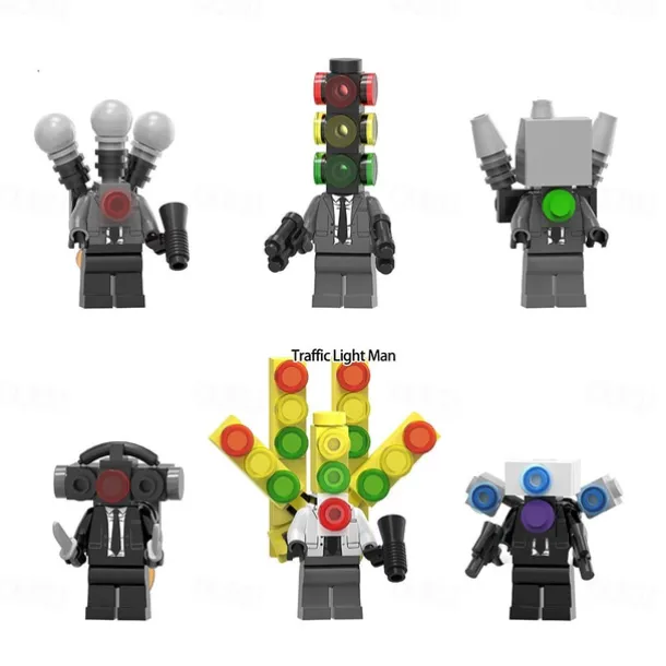 6Pcs Skibidi -Toilet Action Figures Set Cameraman Speakerman Action Figrue Horror Cartoon Movies Character Figure for Birthday Party Cake Topper and Parties Decorations