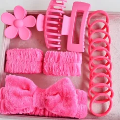 16pcs Skincare Headband Set, Headband Set for Face Washing Spa and Makeup, Including 1 Hairband, Wristband, 3 Hair Claw Clips and 10 Hair Ties, Gift for Women and Girls