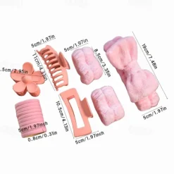 16pcs Skincare Headband Set, Headband Set for Face Washing Spa and Makeup, Including 1 Hairband, Wristband, 3 Hair Claw Clips and 10 Hair Ties, Gift for Women and Girls