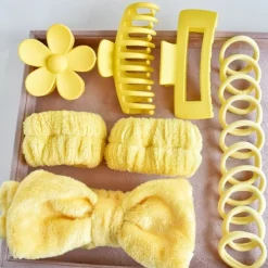 16pcs Skincare Headband Set, Headband Set for Face Washing Spa and Makeup, Including 1 Hairband, Wristband, 3 Hair Claw Clips and 10 Hair Ties, Gift for Women and Girls