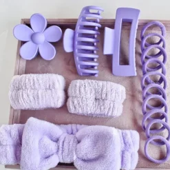 16pcs Skincare Headband Set, Headband Set for Face Washing Spa and Makeup, Including 1 Hairband, Wristband, 3 Hair Claw Clips and 10 Hair Ties, Gift for Women and Girls