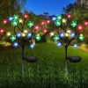 2pcs Solar Bee Lawn Lights - 40LEDs Waterproof Outdoor Cherry Blossom Pathway Garden Lights for Holiday, Wedding and Walkway Decoration