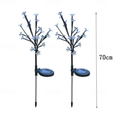 2pcs Solar Bee Lawn Lights - 40LEDs Waterproof Outdoor Cherry Blossom Pathway Garden Lights for Holiday, Wedding and Walkway Decoration