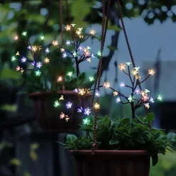 2pcs Solar Bee Lawn Lights - 40LEDs Waterproof Outdoor Cherry Blossom Pathway Garden Lights for Holiday, Wedding and Walkway Decoration