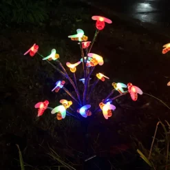 2pcs Solar Bee Lawn Lights - 40LEDs Waterproof Outdoor Cherry Blossom Pathway Garden Lights for Holiday, Wedding and Walkway Decoration