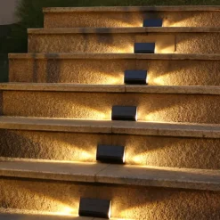 1/2pcs Solar Deck Lights LED Outdoor Step Lights Courtyard Lights Garden Wall Railings Decorative Layout Household Waterproof Stairs Foot Step Lights