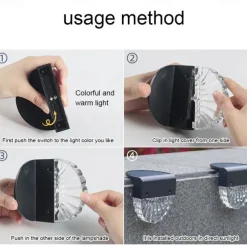 2/4pcs Solar Fence Lights Outdoor Deck Lights Warm White Waterproof RGB 2 Modes Garden Lights Villa Patio Decoration Landscape Fence Stair Lights