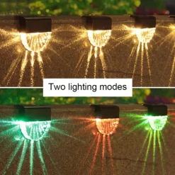 2/4pcs Solar Fence Lights Outdoor Deck Lights Warm White Waterproof RGB 2 Modes Garden Lights Villa Patio Decoration Landscape Fence Stair Lights