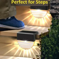 2/4pcs Solar Fence Lights Outdoor Deck Lights Warm White Waterproof RGB 2 Modes Garden Lights Villa Patio Decoration Landscape Fence Stair Lights