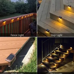 4pcs Solar Fence Lights Outdoor Waterproof Garden Light Courtyard Fence Steps Balcony Walkway Holiday Decoration Lighting Solar Night Lamp