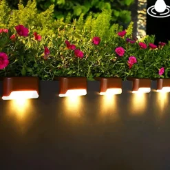 4pcs Solar Fence Lights Outdoor Waterproof Garden Light Courtyard Fence Steps Balcony Walkway Holiday Decoration Lighting Solar Night Lamp