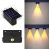4pcs Solar Fence Lights Outdoor Wall Lamp Garden Pathway Stair Lights Courtyard Patio Porch Yard Decoration