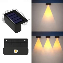 4pcs Solar Fence Lights Outdoor Wall Lamp Garden Pathway Stair Lights Courtyard Patio Porch Yard Decoration