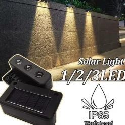 4pcs Solar Fence Lights Outdoor Wall Lamp Garden Pathway Stair Lights Courtyard Patio Porch Yard Decoration