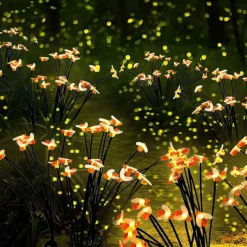 2PCS Solar Firefly Garden Lights, 8/10 LEDs Waterproof Outdoor Garden Lights with 2 Lighting Modes IP65 Swaying Lights for Christmas, Yard, Patio, and Walkway Decoration