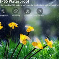 2PCS Solar Firefly Garden Lights, 8/10 LEDs Waterproof Outdoor Garden Lights with 2 Lighting Modes IP65 Swaying Lights for Christmas, Yard, Patio, and Walkway Decoration