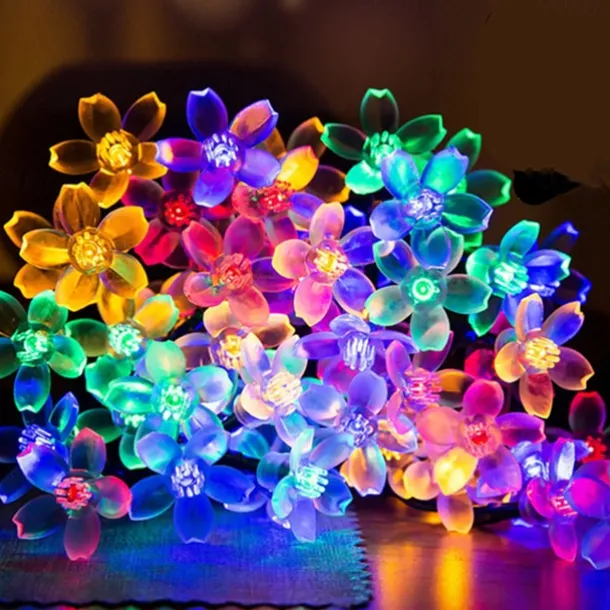 1/2pcs Solar Flower String Lights Outdoor 6.5m 30LEDs Cherry Blossoms Fairy Lights Waterpoof 8 Modes for Garden Patio Spring Decoration Yard Lawn Christmas Tree Holiday Party Warm White Colorful White