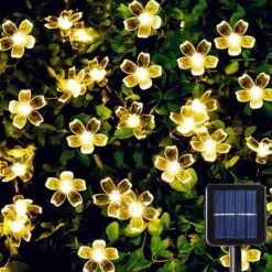1/2pcs Solar Flower String Lights Outdoor 6.5m 30LEDs Cherry Blossoms Fairy Lights Waterpoof 8 Modes for Garden Patio Spring Decoration Yard Lawn Christmas Tree Holiday Party Warm White Colorful White