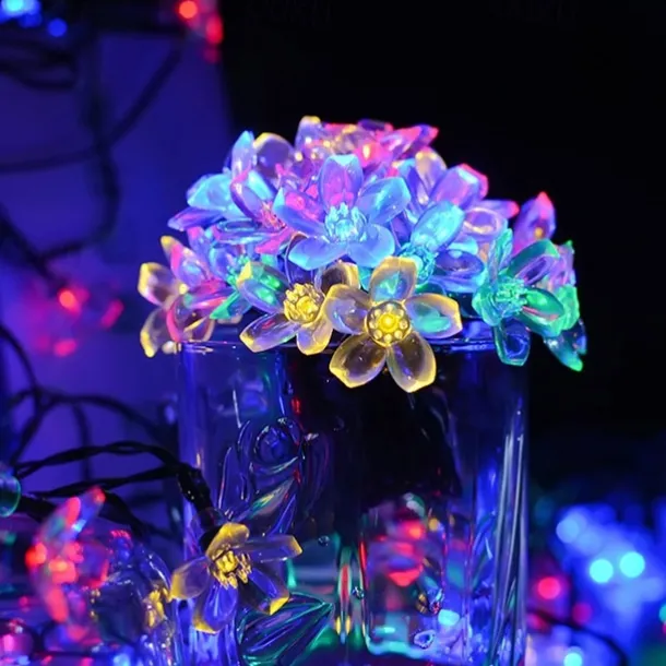 1/2pcs Solar Flower String Lights Outdoor 6.5m 30LEDs Cherry Blossoms Fairy Lights Waterpoof 8 Modes for Garden Patio Spring Decoration Yard Lawn Christmas Tree Holiday Party Warm White Colorful White