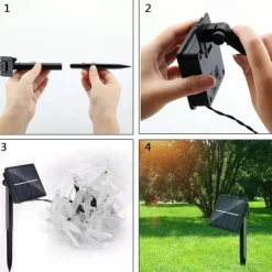 1/2pcs Solar Flower String Lights Outdoor 6.5m 30LEDs Cherry Blossoms Fairy Lights Waterpoof 8 Modes for Garden Patio Spring Decoration Yard Lawn Christmas Tree Holiday Party Warm White Colorful White