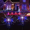 2Pcs Solar Garden 8 Lighting Mode Starburst Lights, Waterproof Solar Powered Firework Stake Lights for Outdoor Decor,120 LED Sparklers String Lights for Yard Pathway Party Valentines Day Decor