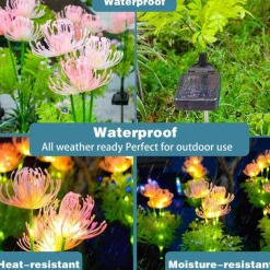 2PCS Solar Garden Lights Outdoor Waterproof Luminous Flower Lawn Lights Villa Park Street Yard Walkway Landscape Decoration