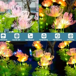 2PCS Solar Garden Lights Outdoor Waterproof Luminous Flower Lawn Lights Villa Park Street Yard Walkway Landscape Decoration