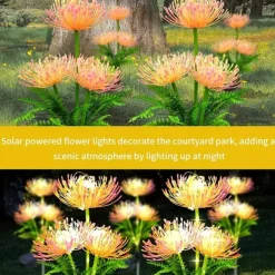 2PCS Solar Garden Lights Outdoor Waterproof Luminous Flower Lawn Lights Villa Park Street Yard Walkway Landscape Decoration